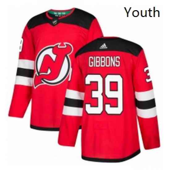 Youth Adidas New Jersey Devils 39 Brian Gibbons Authentic Red Home NHL Jersey